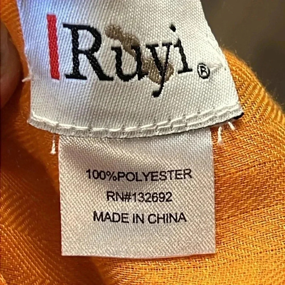 Ruyi Scarf Boho Cottagecore 100% Polyester Orange Artsy decoration 53x54 inches - Picture 5 of 6